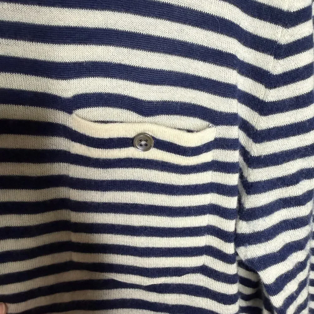 Todd Snyder Premium Cashmere Pocket Tee Sweater Blue and White Stripe Mens XS - Picture 3 of 7